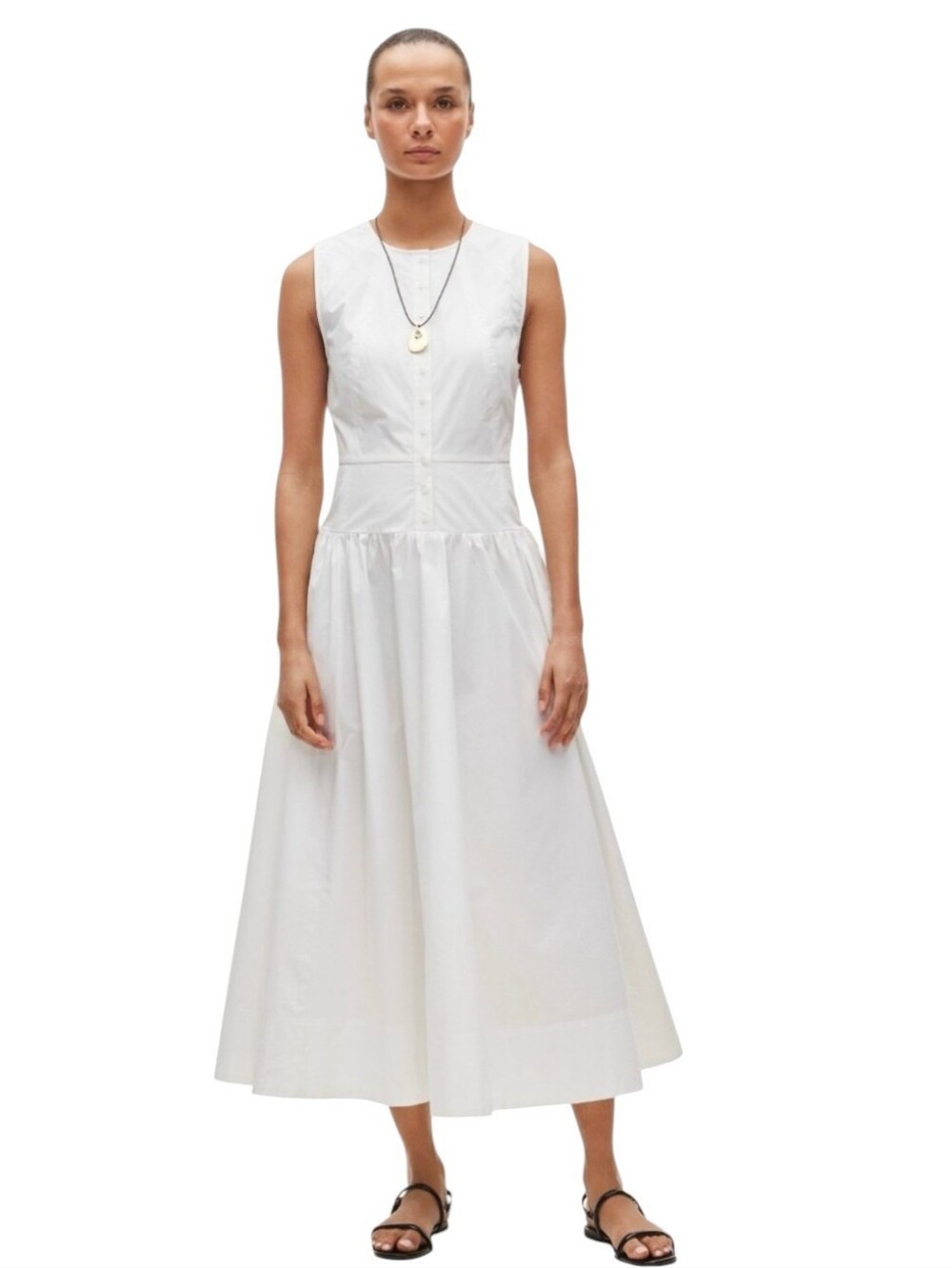 NWT J. Crew Demetria Dress White Button Top Sleeveless Midi Size 2P